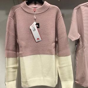 NWT KAPPA KNIT BIG DAMAGE Sweater warm winter JPN BISAU large pink white